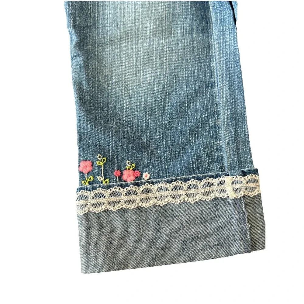 Vintage Gymboree LOVE IS IN THE AIR Tea Garden Denim Jeans Flowers‎ Lace NWT 2T